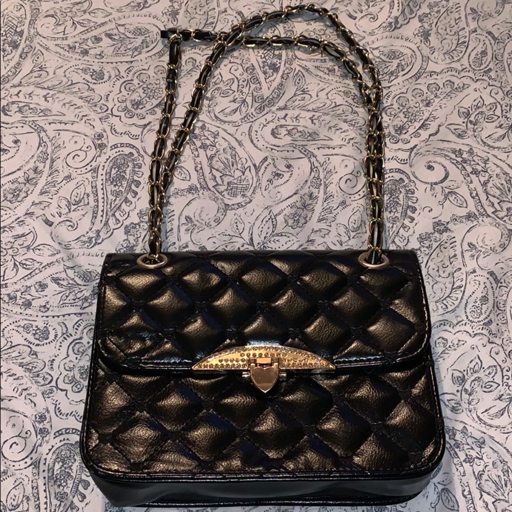 Black and gold chain purse